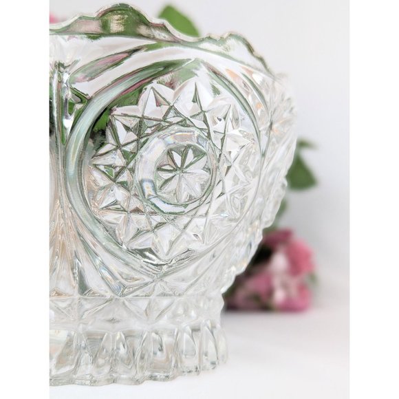 Clear Glass Round Pedestal Candy Bowl Vintage Pressed Glass Small Glass Bowl - Picture 6 of 10